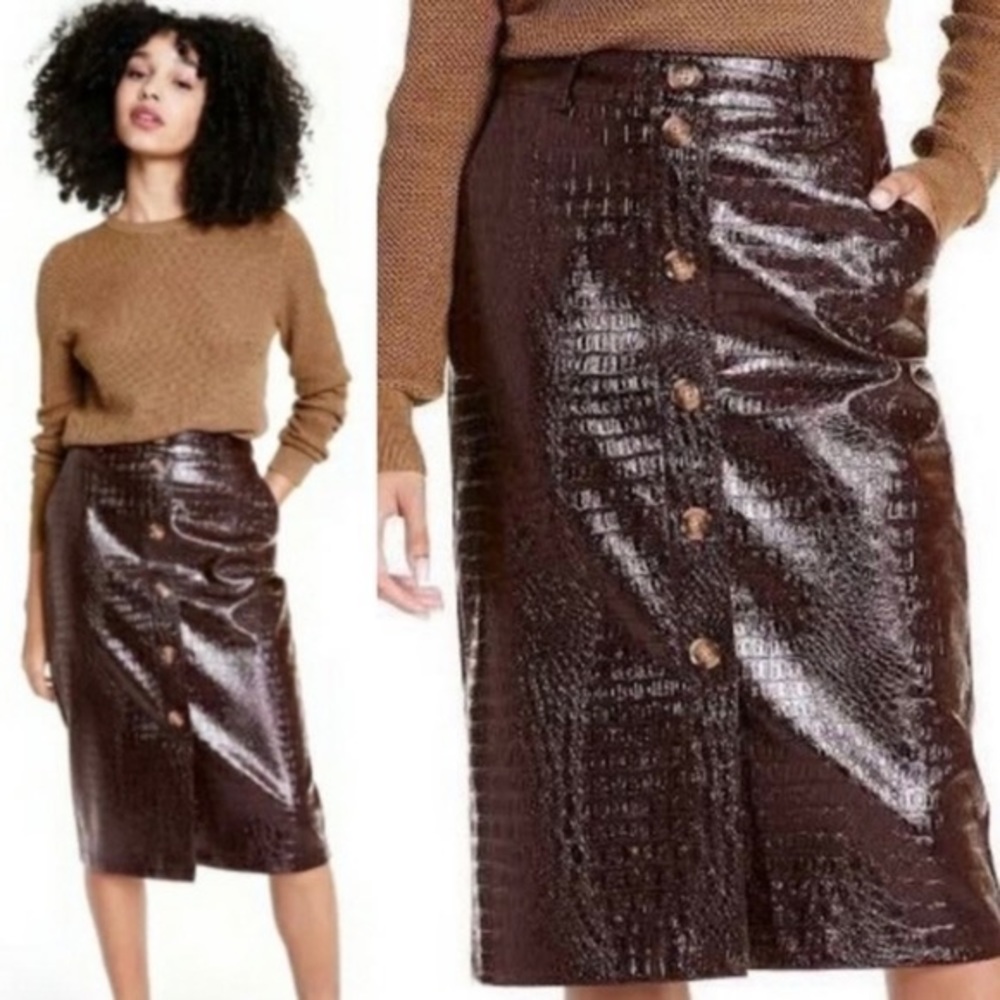Rachel Comey x Target faux reptile embossed midi length skirt.